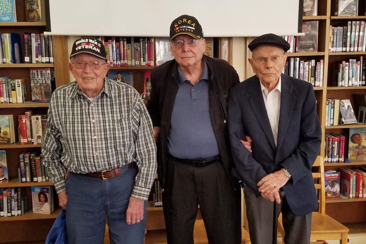 Group photo of three U.S. veterans