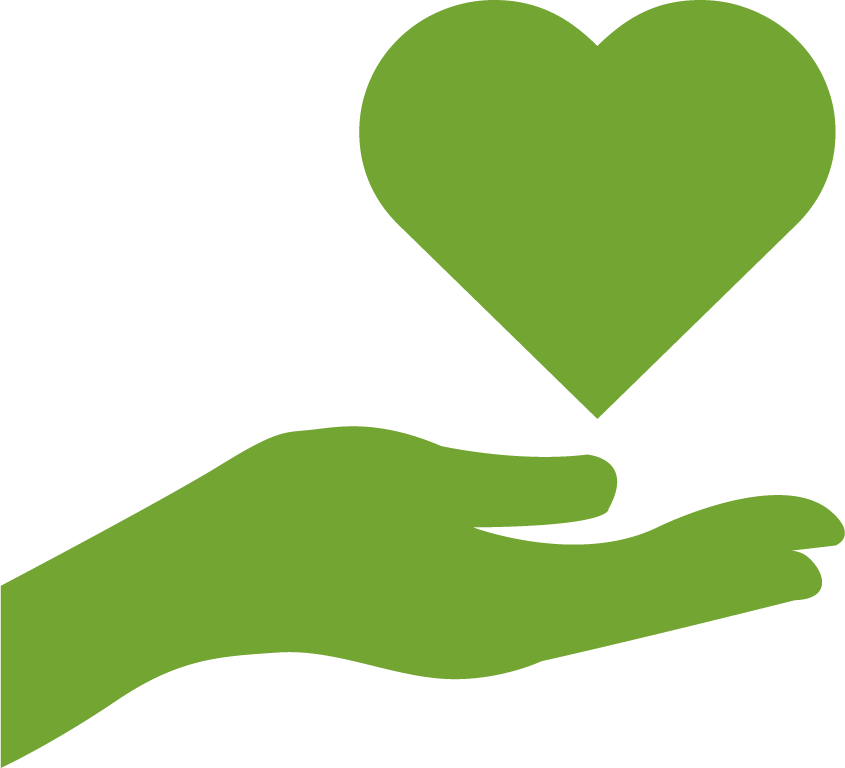 hand with heart infographic icon